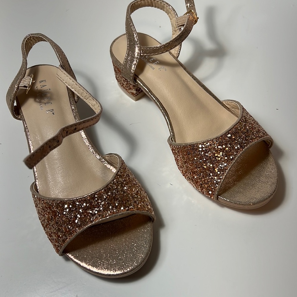 Girls rose gold glitter heels